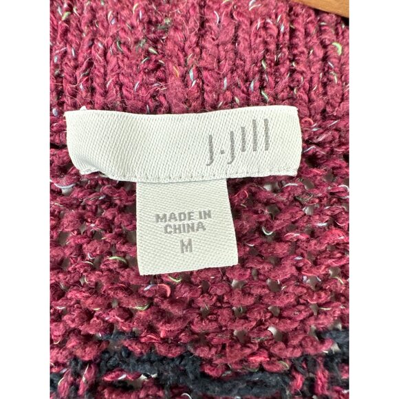 J.Jill Womens Cardigan Sz M Maroon Longline Boho Southwest Button Front Sweater - Picture 6 of 13